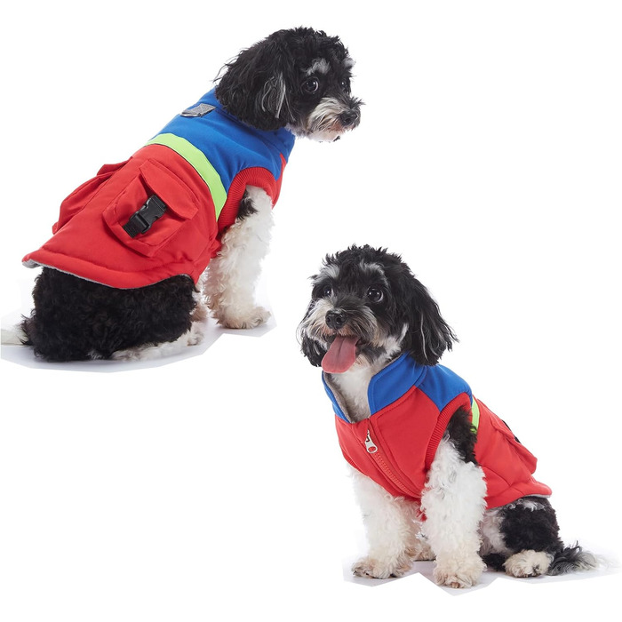 Зимовий одяг для собак YRRYGMN: тепла куртка з відбиваючими елементами, жилет для холодної погоди, для цуценят та собак середніх розмірів (L, синій принт)