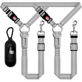 Автомобільний нашийник-пояс для собак Seyezo з автофіксатором, 3 шт. в наборі, регульований, світловідбиваючий, для кріплення до підголівника, рожевий (сірий)