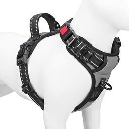 PHOEPET регульована антиковзна шлея для собак XL, сіра, з ручкою, відбивачем та 2 металевими кільцями