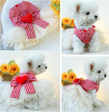 Сукня-тьюль для котів, мереживна, на весілля, для дівчаток, червона, розмір Small