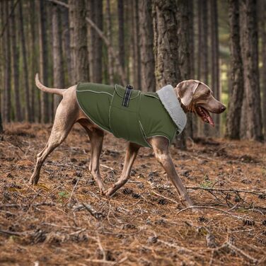 Тепла зимова жилетка для собак Lelepet: водонепроникна куртка з флісу з регульованою блискавкою, армійного кольору, розмір S