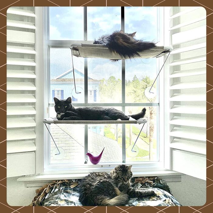 Кіт-гамак для вікна LSAIFATER 360° з металевими опорами, чорний