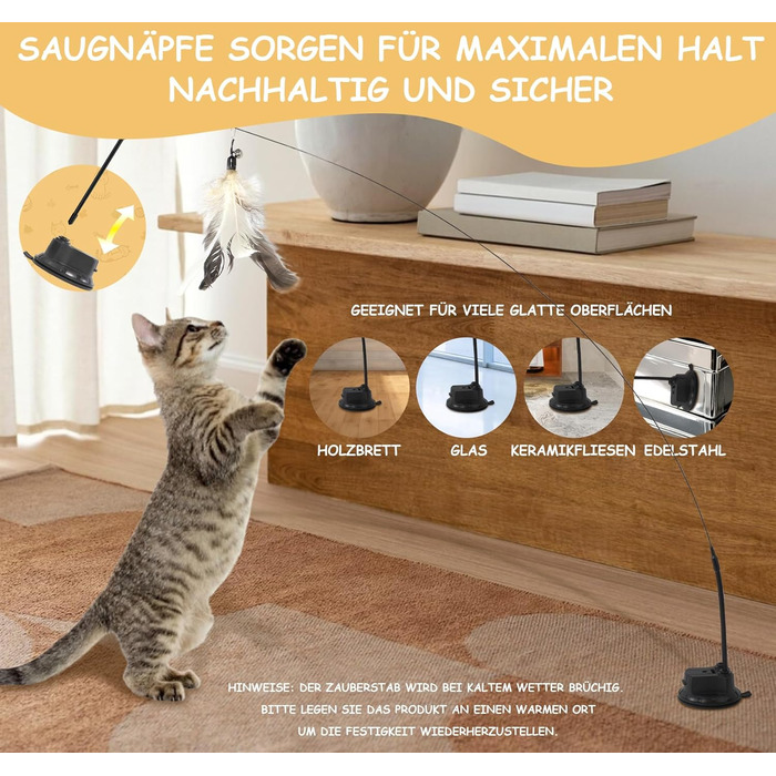 Інтерактивна іграшка для котів Hengsong: 2 шт. з дзвоном, пір'ям, м'ячиком. Розвиваюча іграшка для котів, кольорова, сучасна