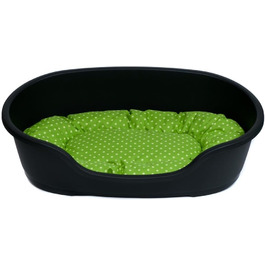 Корзина для собак Adena, 92 x 61 см, антрацит + подушка з принтими крапок, зелена, 92 x 61 x 26 см, дизайн 10