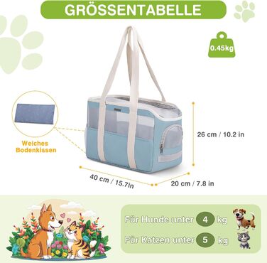 М'яка переноска для собак та котів ALLSOPETS, складана, дихаюча, з поводком, легка, для подорожей, до ветеринара, на вулицю (небесно-блакитний)