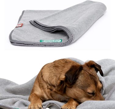 Doctor Bark м'яка флісова ковдра для собак, гіпоалергенна, пральна до 95°C, для дивану та лежака, 100x70 см, світло-сіра, Німеччина