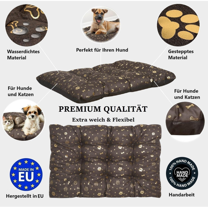 Крісло-ліжко для собак King Dog XL (120x80 см) коричневе, водонепроникне, миється, з оксфордської тканини