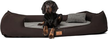 Ортопедичне собаче ліжко Tierlando® Linus Ortho Plus, 110x90 см, з віскоеластичною матрацом, штучна шкіра, коричневий колір