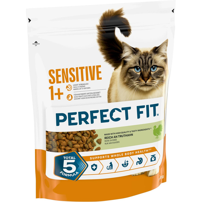 Сухий корм для дорослих котів Perfect Fit Sensitive 1+ з індичкою, 7 кг