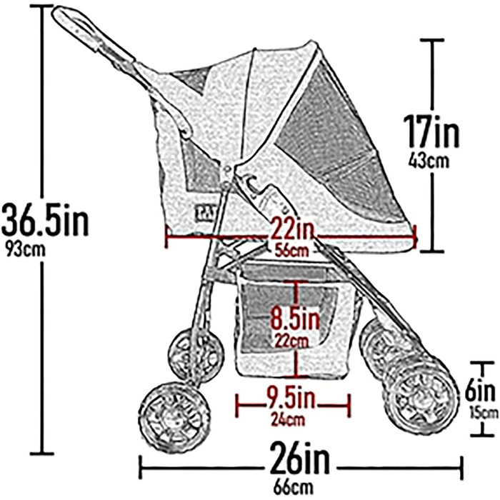 Візок для тварин Pet Gear Happy Trails Lite: для котів та собак, легкий, складаний, з підкладкою та безпечним ремінцем