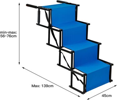 Рампа для собак у машину, складана, регульована по висоті, до 75 кг (чорний/синій)