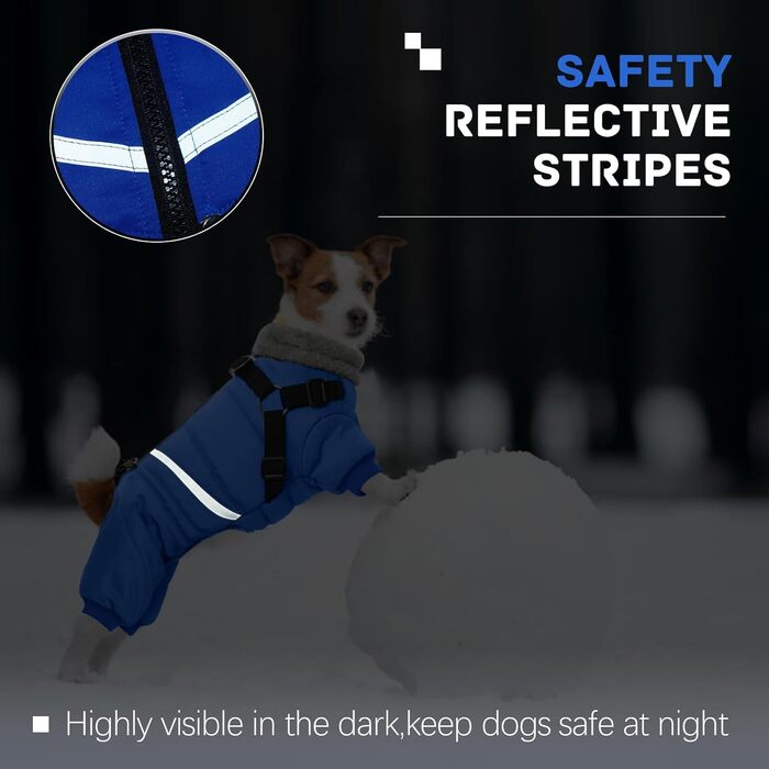 Синій теплий зимовий теплий комбінезон для собак BRKURLEG, водонепроникний, для холодної погоди, флісова жилетка, розмір L, Large