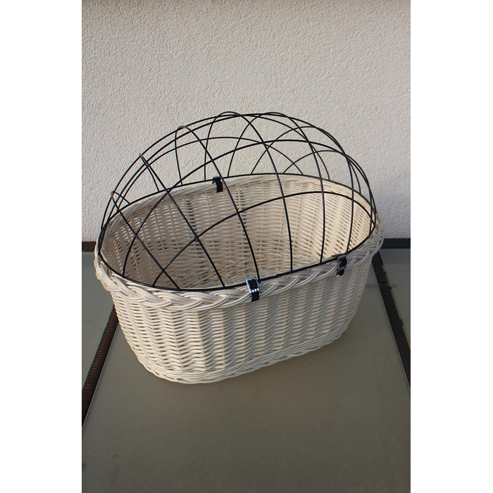 Корзина для велосипеда Marcus Hundefahrradkorb для собак, плетіння з лози, з металевою сіткою та подушкою, велосипедна корзина для тварин, еко-дизайн (XXL без подушки)