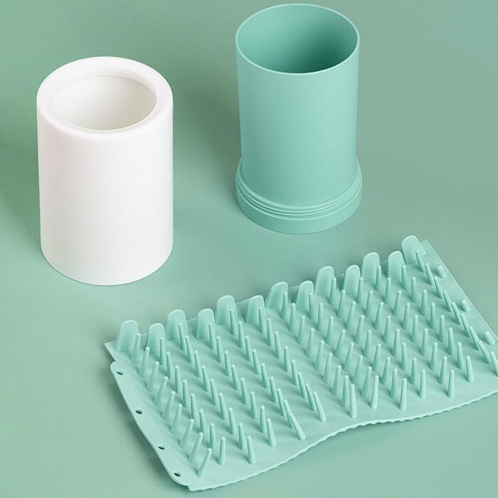 Очищувач лап для собак - мийка лап з захистом від протікання | Машина для миття лап, глибоке очищення м'якими щітками для ефективного видалення бруду, зелений, великий