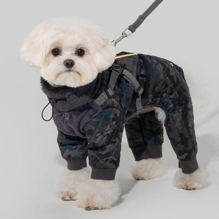 Комбінезон Puppia Bylur для собак, чорний, XL - теплий, з інтегрованим шлейкою