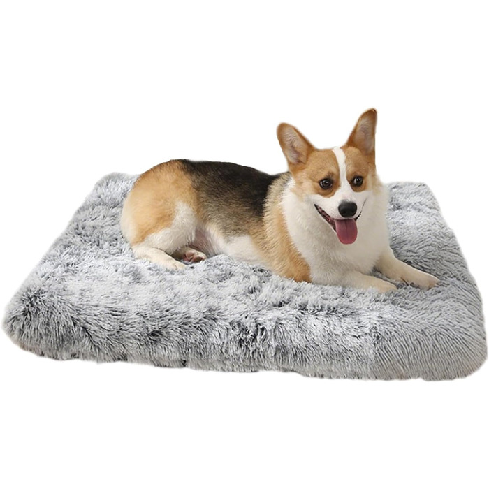 М'яке ліжко для собак середніх порід та котів, 75 x 50 x 8 см, плюшеве, миюче, сірий омбре