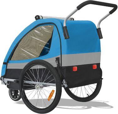 Дитячий причіп Tiggo 2 в 1: велосипедний причіп та біговий причіп для дітей, блакитний