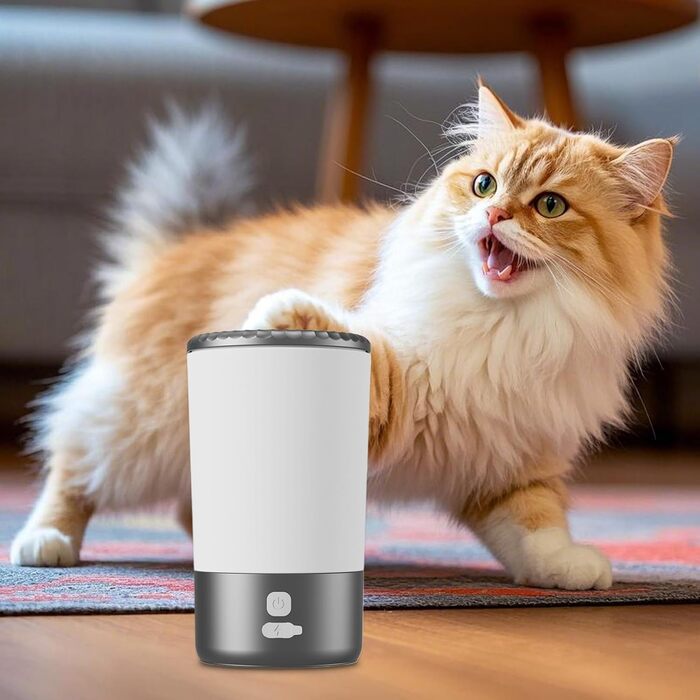 Електричний очищувач лап для тварин | Автоматичний набір для миття лап | Для собак, котів, цуценят | Чорно-білий