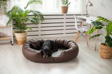 Ортопедичне ліжко для собак Nancy Premium, велике, середнє, маленьке - подушка для собак, килимок для собак з еко-шкіри, неслизьке, довговічне, зносостійке, міцне (L, Коричневий)