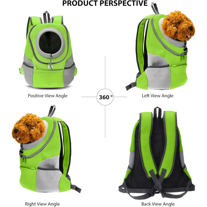 Рюкзак для тварин PETCUTE - переноска для собак та котів, зелений (31 x 17 x 36 см), відповідає вимогам авіакомпаній