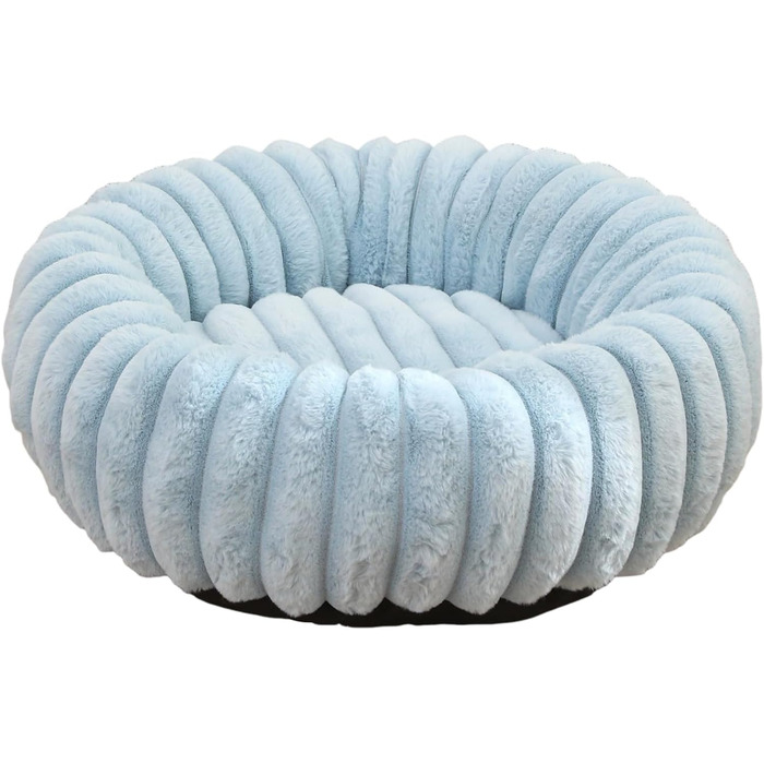 М'яке ліжко для собак Mateju Donut, плюшеве, для котів та собак, з антиковзною основою, смугастий стиль, для середніх та маленьких собак (блакитний, 70см)