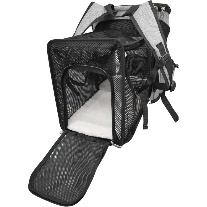 Розширюваний рюкзак для котів та собак One for Pets, сірий колір. Зручний для подорожей та прогулянок.