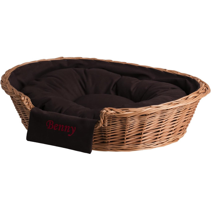 Корзина для собак та котів з плетеної лози з подушкою, 60x43x16 см