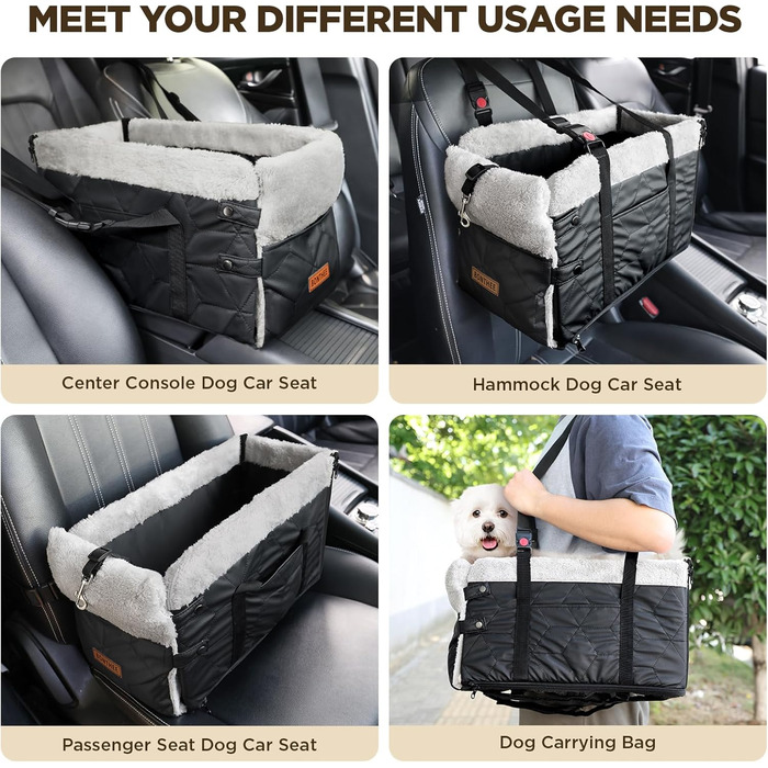 Автокрісло для собак з PU-шкіри, Рожеве (Чорне PU-шкіра)