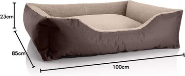 Ліжко для собак BedDog Teddy XL, коричнево-бежеве, 100x85x23 см, з міцного кордура та мікрофлесу, з бортиком, для дому та вулиці