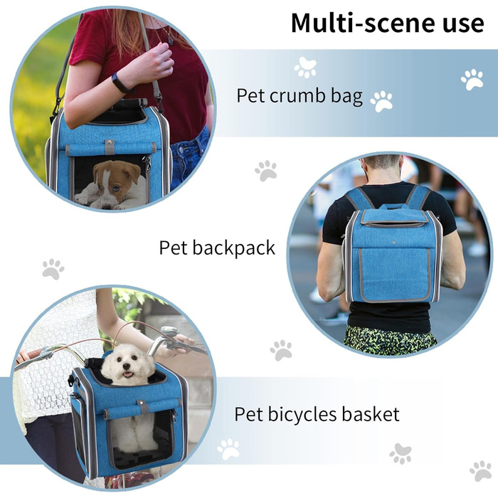 Корзина для собаки на велосипед, передня корзина-рюкзак з вентиляцією, регульована переноска для прогулянок та подорожей