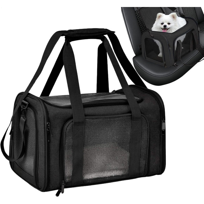 Транспортна переноска для тварин, сумка-переноска, чорна. Зручна та портативна переноска для собак та котів. Складана, стабільна та безпечна для подорожей.
