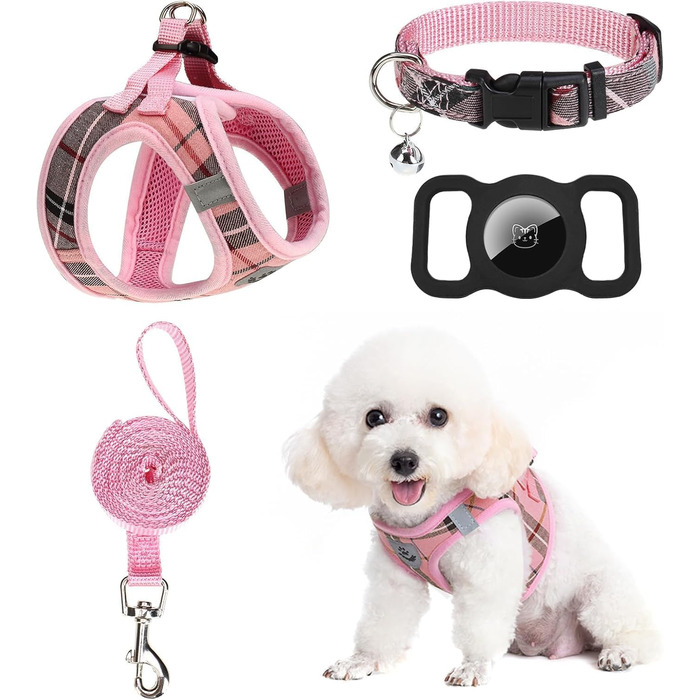 EXPAWLORER Нашийник та поводок для собак – набір для середніх собак – класичний вільний нашийник, не тягне, регульований, надійний для прогулянок на вулиці (XS (нашийник: 20-30см, обхват грудей: 33-36.8см), Рожевий)