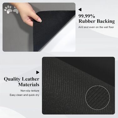 Килимок під миску для собак та котів, швидковисихаючий, абсорбуючий, водонепроникний, протиковзкий (сірий, 43x80 см)
