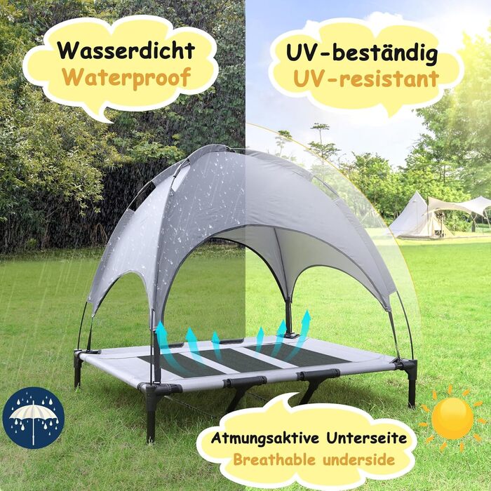 Крісло-ліжко для собак з балдахіном, лежанка для котів та собак, вуличне/домашнє, 76x61x76 см (M) / 122x92x102 см (XL)