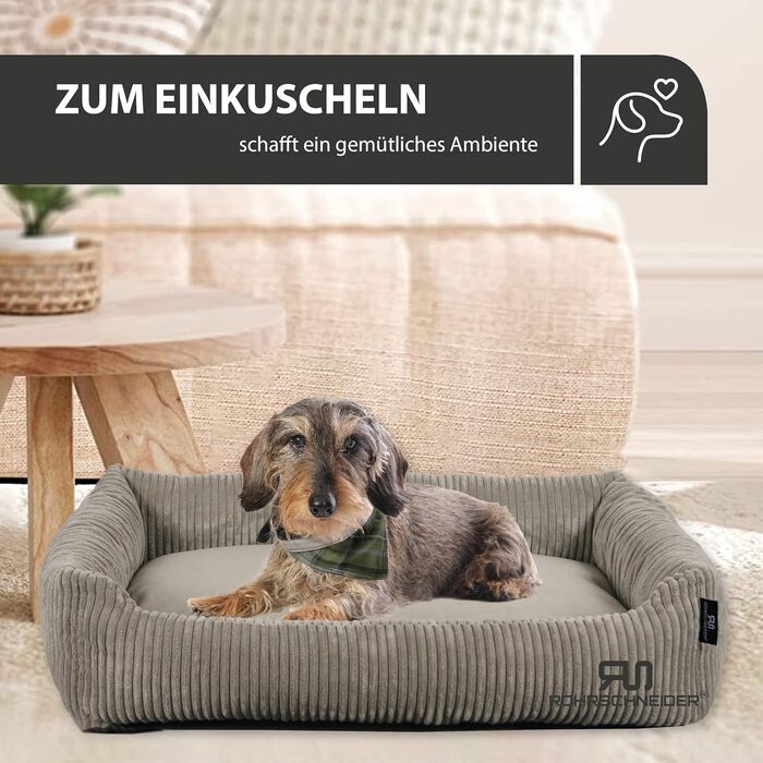 Крісло-ліжко для собак, миюче, для маленьких та середніх порід, з подушкою Cord, бежеве (70x50 см), з пакетиками для збору відходів, Cordstoff, широке