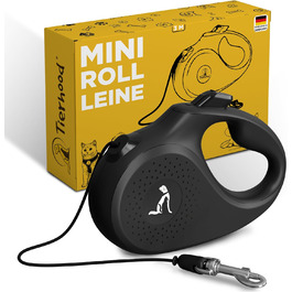 Леєчка для котів та маленьких собак Rollleine 3м/5м - легка, до 8 кг, чорна