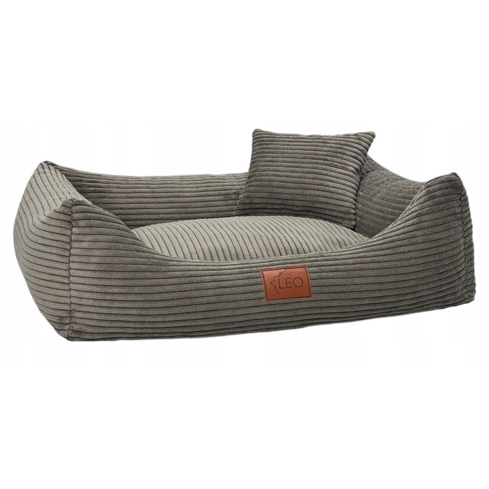 Лежанка для собак Leo4dog з вельвету, знімний чохол для прання, коричнева, розмір M (80x60 см)