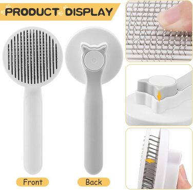 Гребінець для собак і котів, вичісувальна щітка, щітка для видалення шерсті, кнопка очищення одним кліком (сірий)