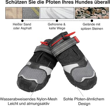 Чоботи для собак Kurgo Blaze Cro - захист лап на всі сезони - водонепроникні, світловідбиваючі, неслизькі - комплект з 2 шт. - Сірий (L)