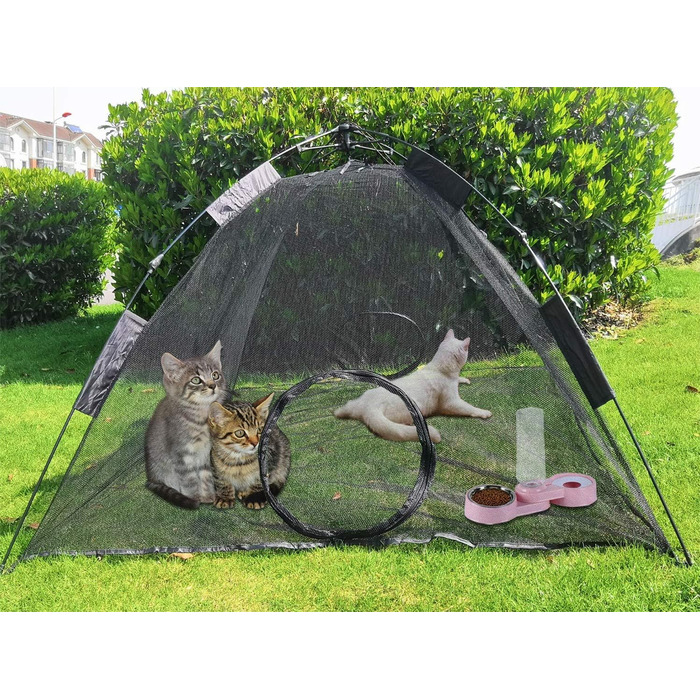 Кішка, собака, кролик: переносне велике намет-будка для тварин, 2 двері, чорний колір