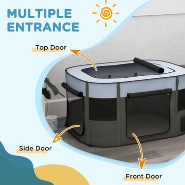 Клітка для собак PawHut, вольєр для тварин, переносний складаний вольєр для собак та котів з сумкою для зберігання, 114 x 89 x 59 см, сірий, XL