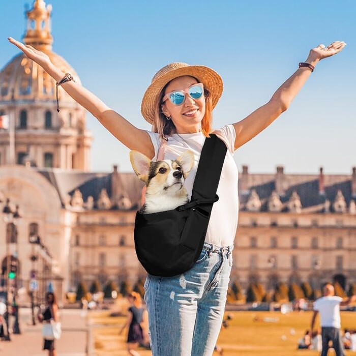 Сумка-переноска для собак до 7,5 кг, чорна. Зручна переноска для вигулу та подорожей