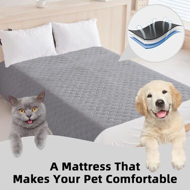 Водонепроникний килимок для собак та котів 170x200 см, сірий - захист ліжка та дивану
