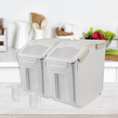 Контейнер для зберігання корму для собак AnRui, 13.6 кг, сірий, з герметичним кришкою, для корму котів, мюслі, зерна, борошна