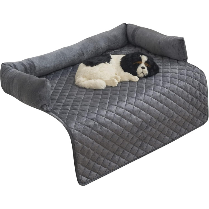 М'яке ліжко-софа для собак та котів з велюру, 75x75 см, сірий колір
