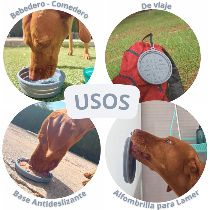 KPET LamiBowl: Складаний дорожній миска для води та корму для собак та котів, силікон, сірий