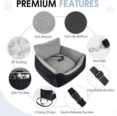 Автомобільний лежак для собак - переноска для маленьких собак до 12 кг з фіксаторами та знімною підстилкою