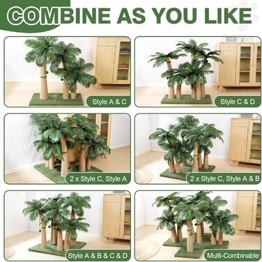 Котячий когтетоп Furlogy - 92 см, з мотузкою та інтерактивними м'ячиками, для дому, гнучкий, Стиль C