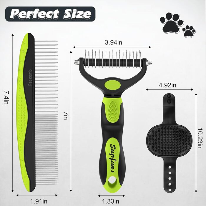 Гребінець для грумінгу домашніх тварин - двосторонній інструмент для видалення та розпушування шерсті собак та котів, зелений