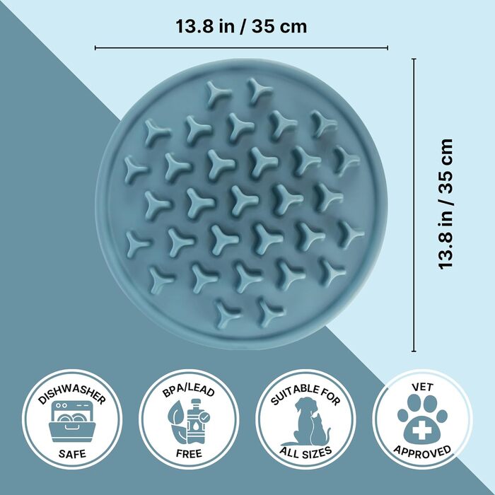 Таця для повільного годування TRIXIE Slow Feeding Anti Schling Matte Pillars, Ø 35 см, блакитна